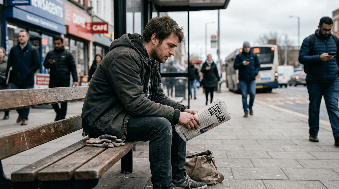 A chart showing a fluctuating unemployment rate over time, with a line extending towards 2030, possibly highlighting past peaks.