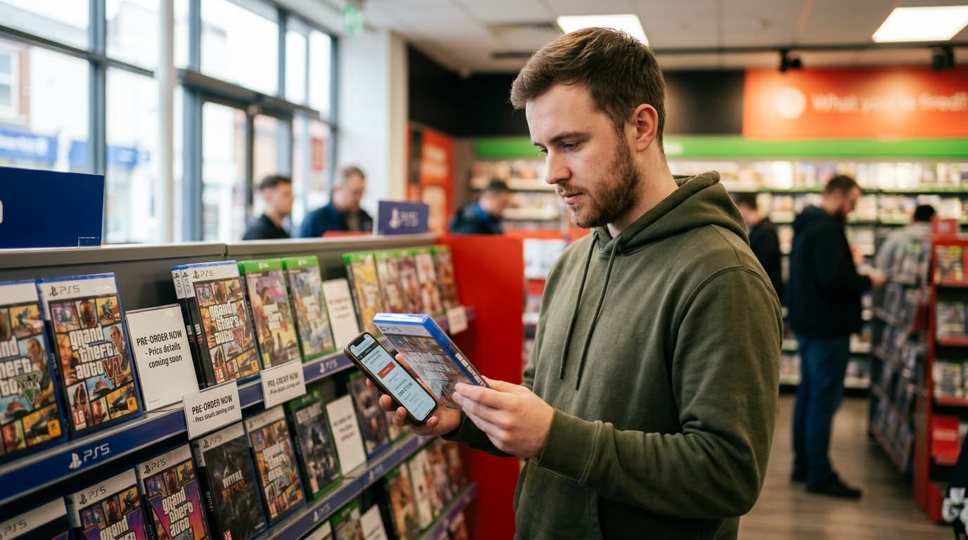 A futuristic city skyline at night, reminiscent of a Grand Theft Auto game setting, with neon lights and flying vehicles.