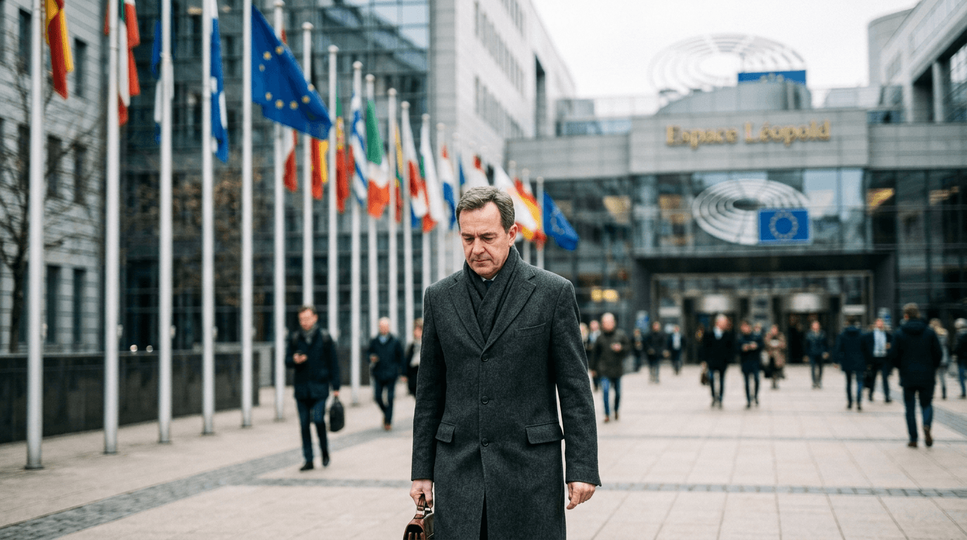 A stylized map of Europe with some countries subtly highlighted, representing potential political shifts