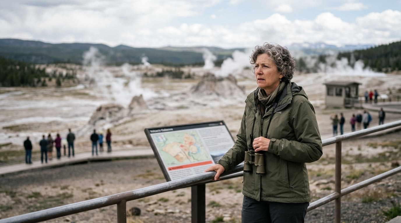 A stylized, slightly ominous illustration of a plume of ash rising from a mountain, with a faint digital overlay suggesting market data trends