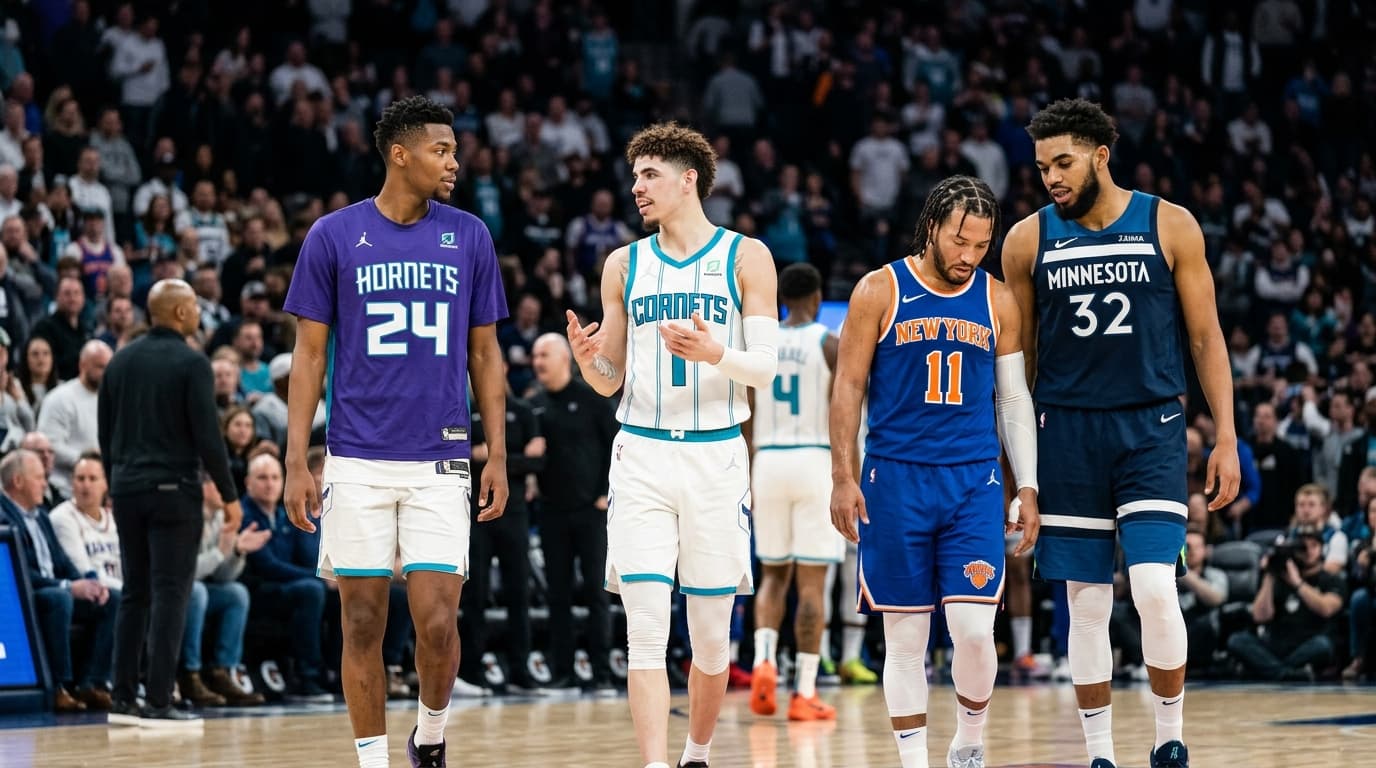 An empty basketball court with a scoreboard showing a series of complex player statistics and game outcomes, all set to zero or indicating an extremely low probability.